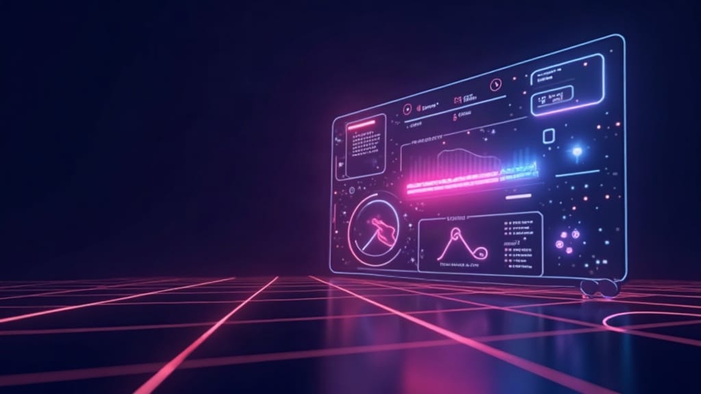 Painel abstrato de controle de campanhas, representando o trabalho de um gestor de tráfego