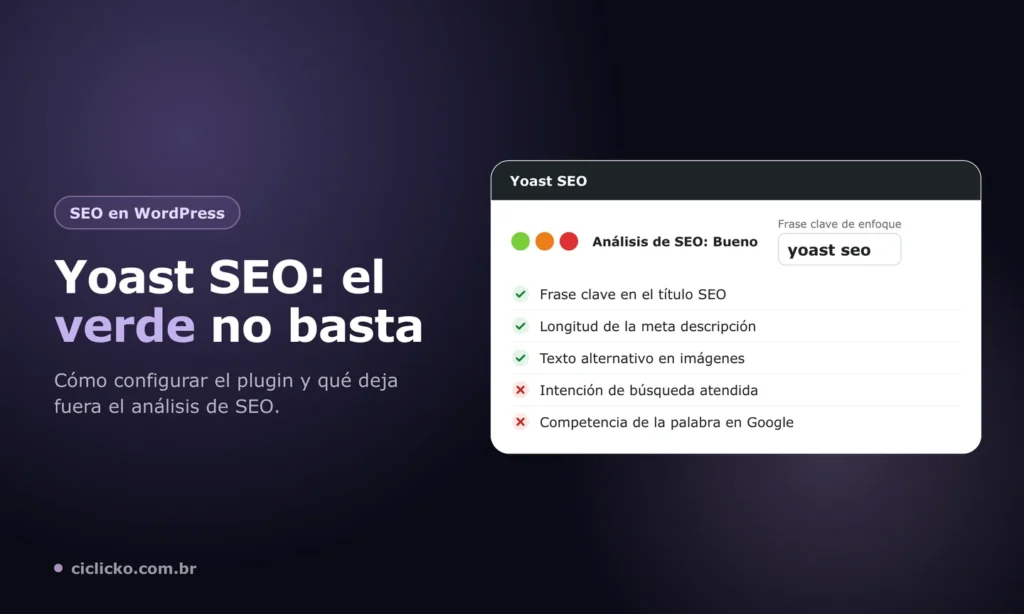 Cómo configurar Yoast SEO: análisis de SEO del plugin con el punto verde y elementos que el análisis no mide
