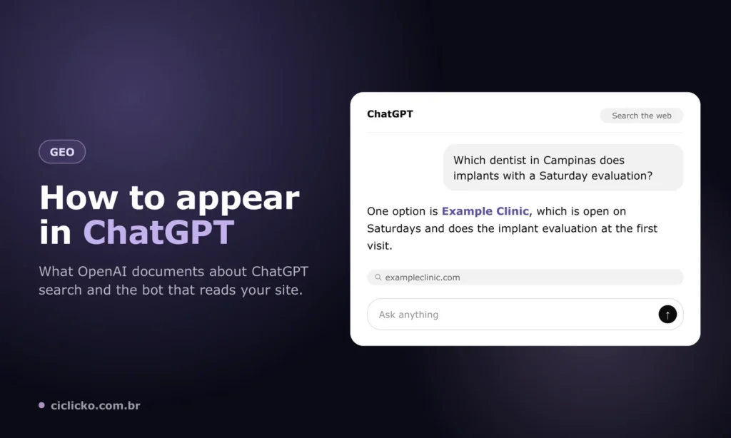 How to appear in ChatGPT: an answer with web search recommending a business and citing its site as the source