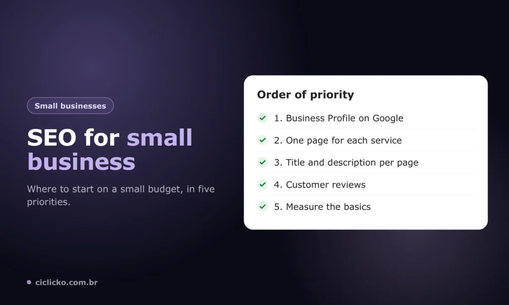 The five SEO for small business priorities, from Business Profile to measurement